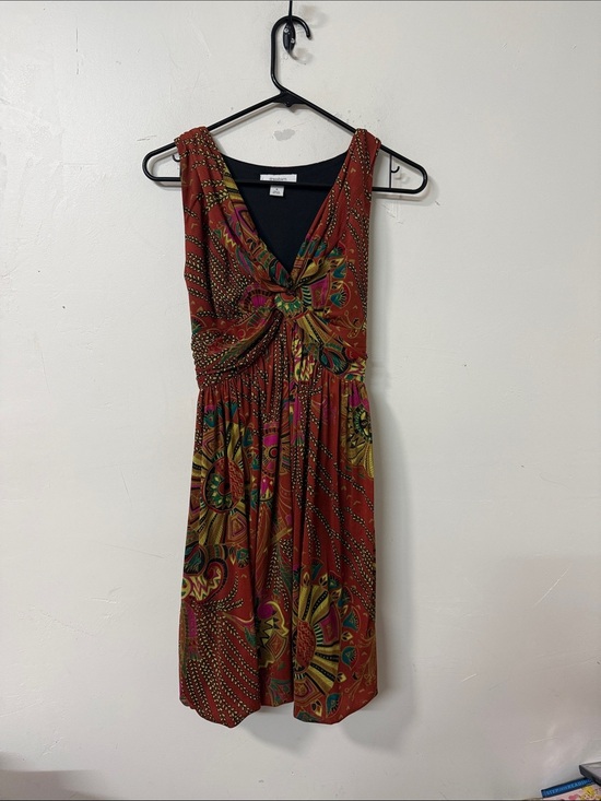 Dress Barn Dresses & Skirts - Dress Barn Rust Multicolor Twist-Front Midi Dress Y2K